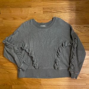 Madewell Gray Ruffle Sweatshirt